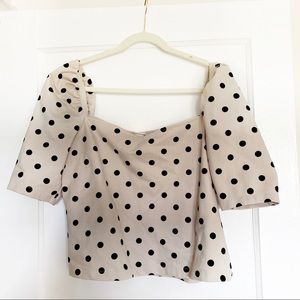 Puff sleeve polka dot blouse